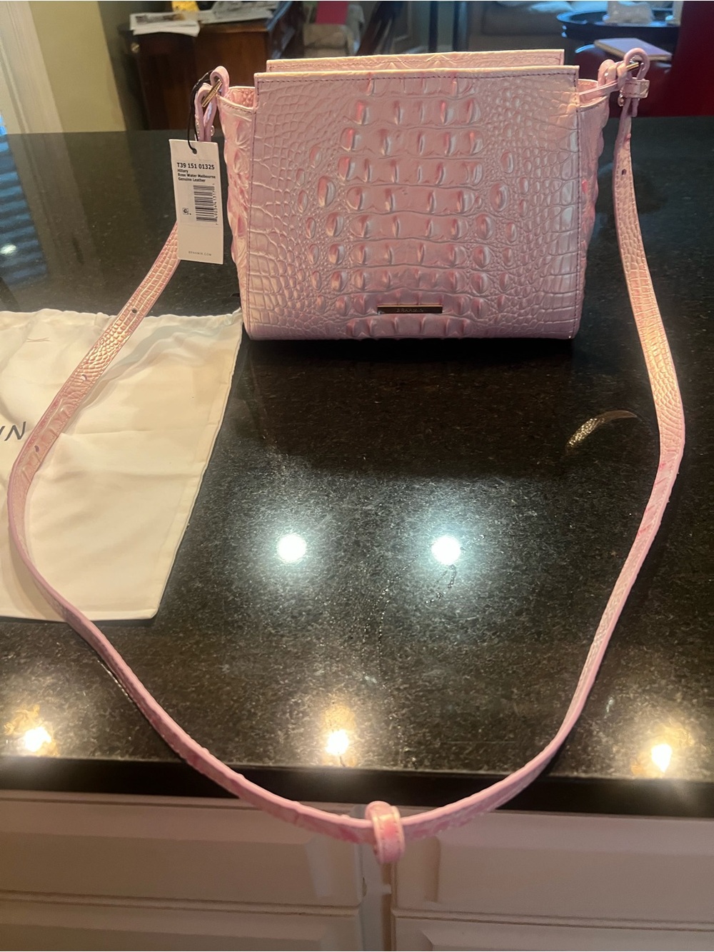 Croc-Embossed Pastel Pink Crossbody Bag with Adjustable Strap